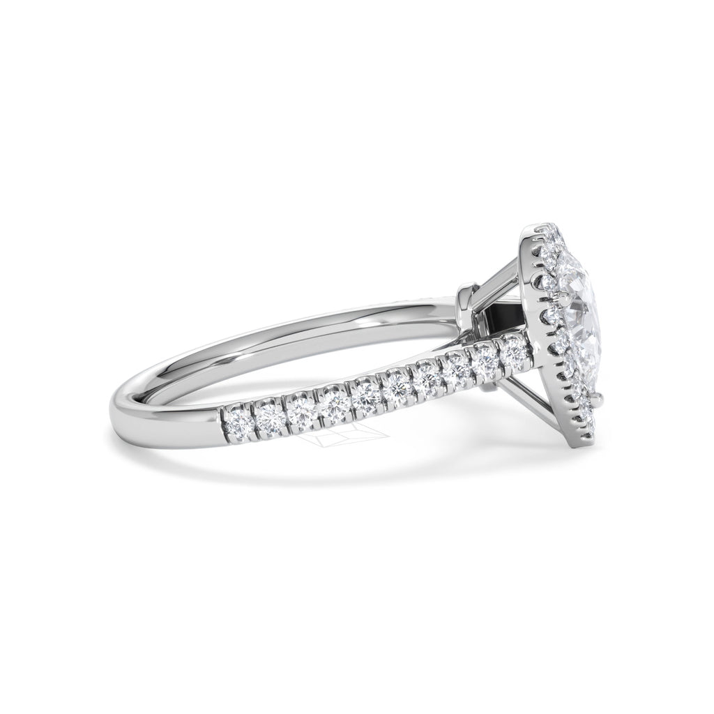 Diana GIA Diamond Pear Halo Engagement Ring Platinum 1.35ct G/VS