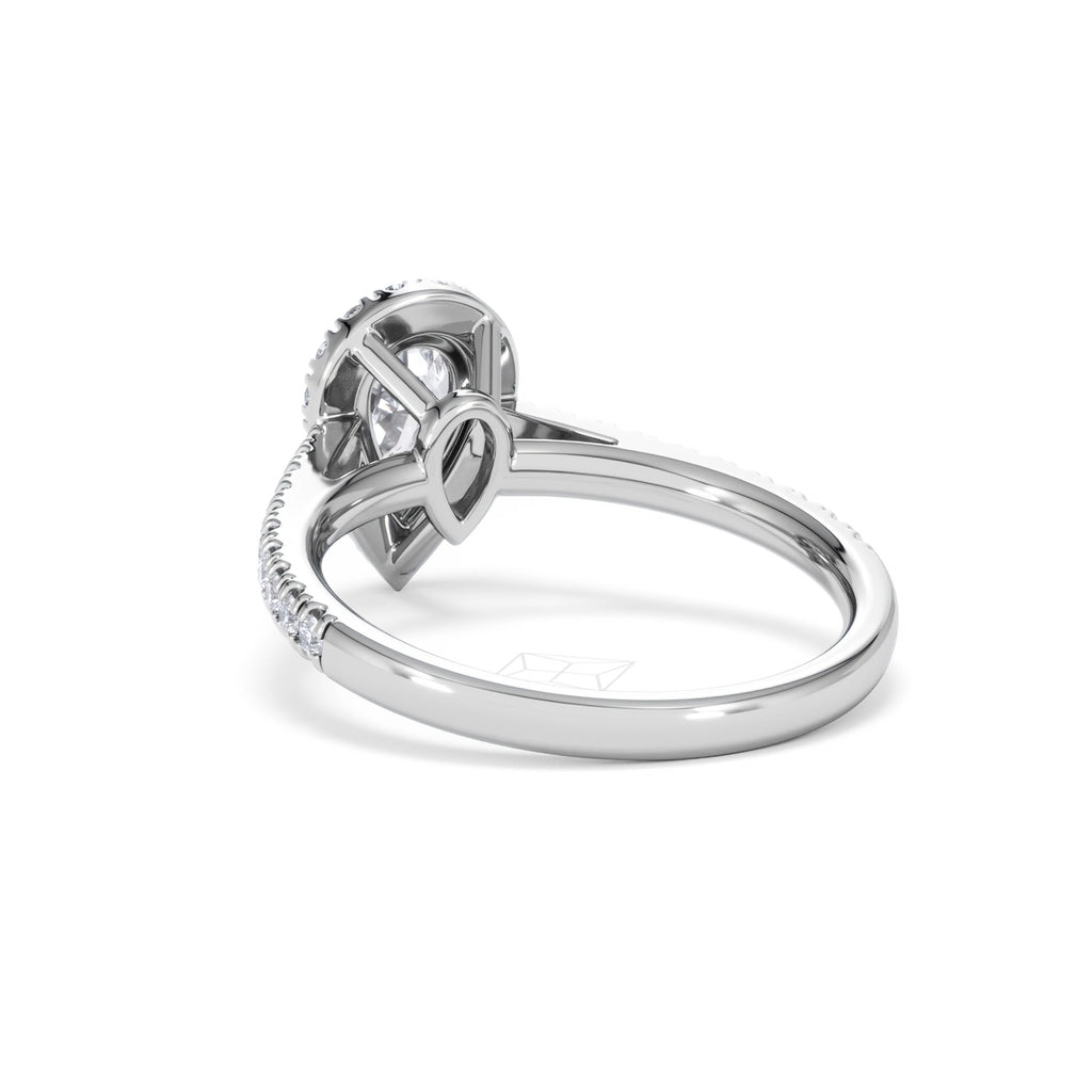 Diana GIA Diamond Pear Halo Engagement Ring Platinum 1.35ct G/VS