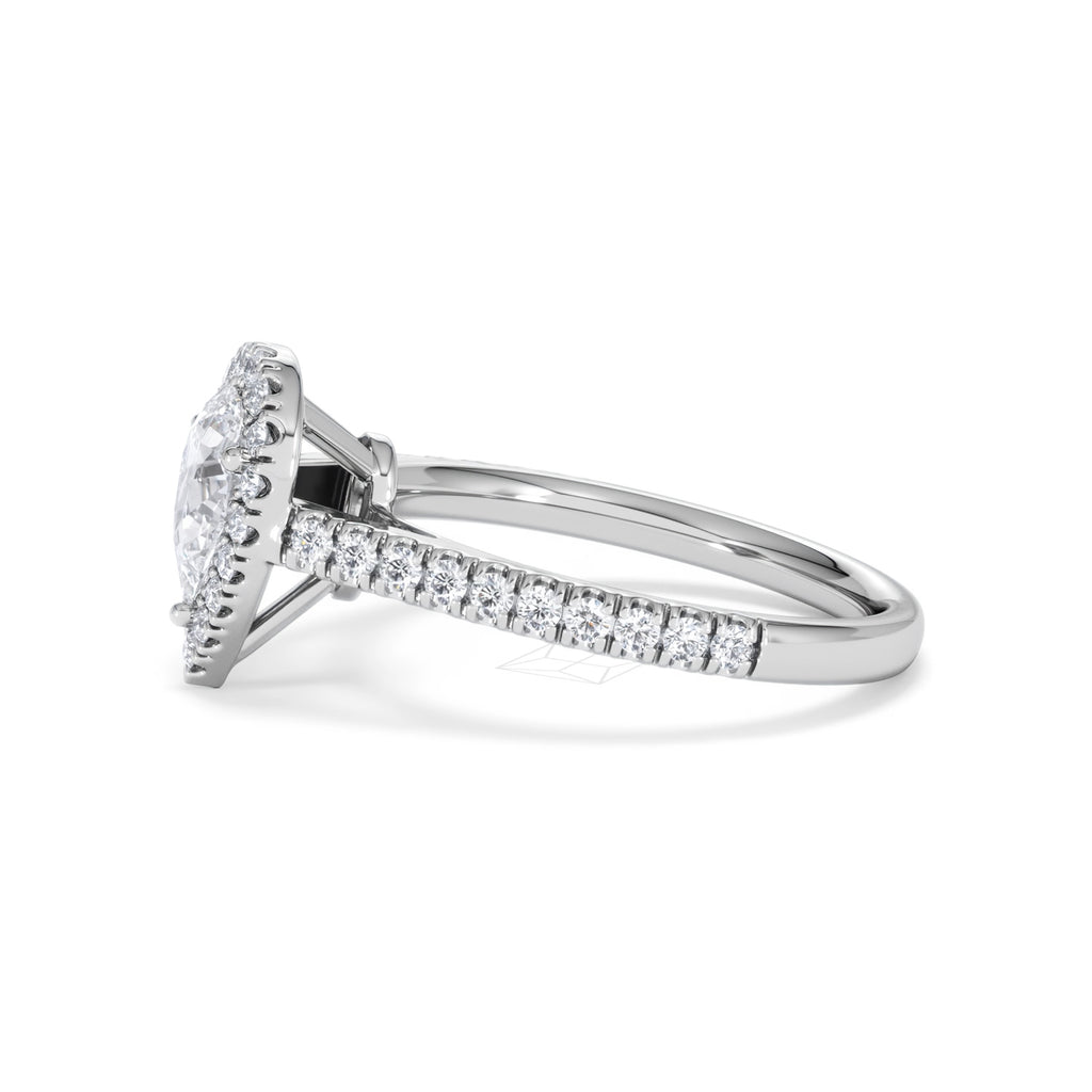 Diana GIA Diamond Pear Halo Engagement Ring Platinum 1.35ct G/VS