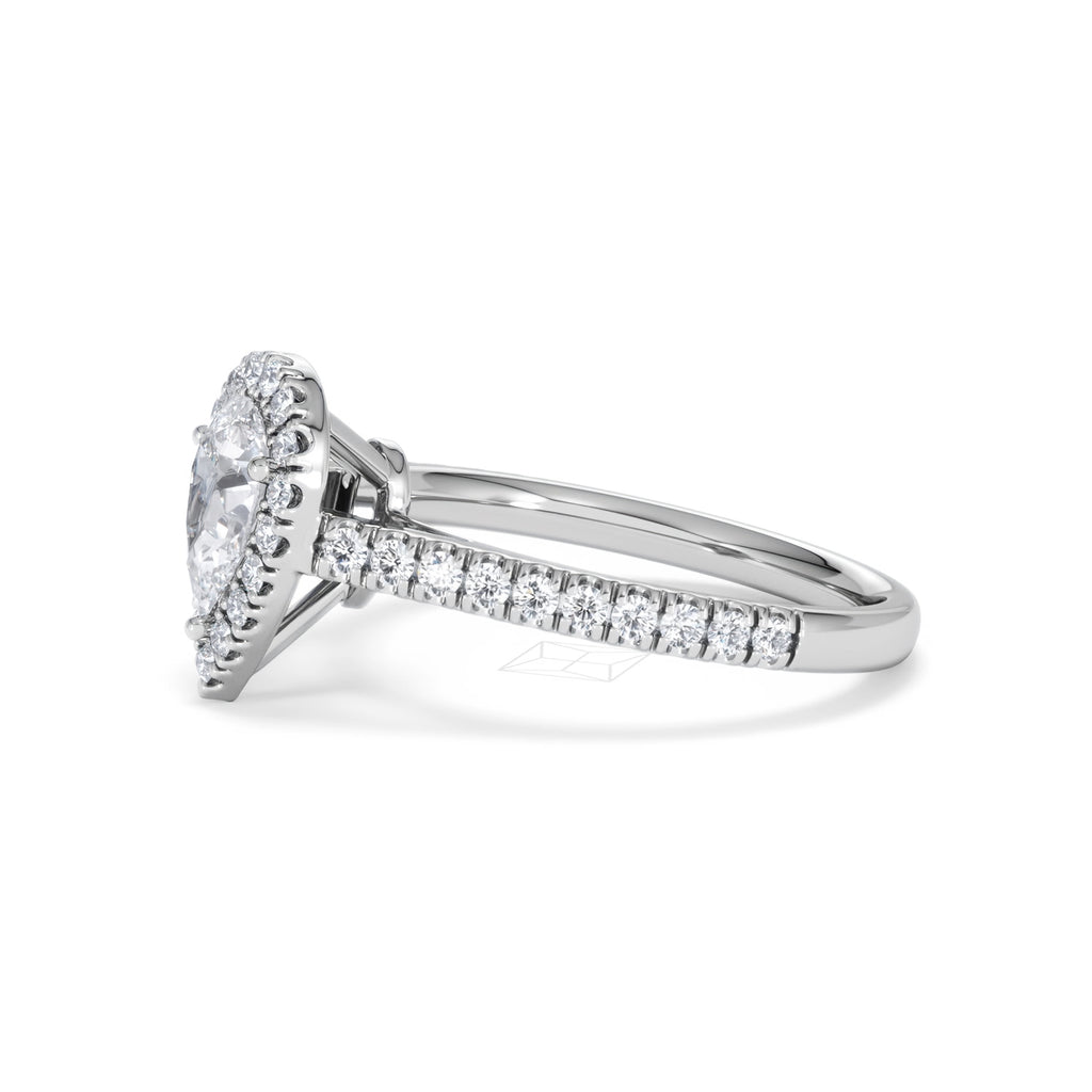 Diana GIA Diamond Pear Halo Engagement Ring Platinum 1.35ct G/VS