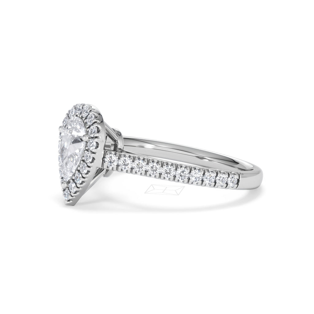 Diana GIA Diamond Pear Halo Engagement Ring Platinum 1.35ct G/VS