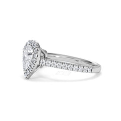 Diana GIA Diamond Pear Halo Engagement Ring Platinum 1.35ct G/VS