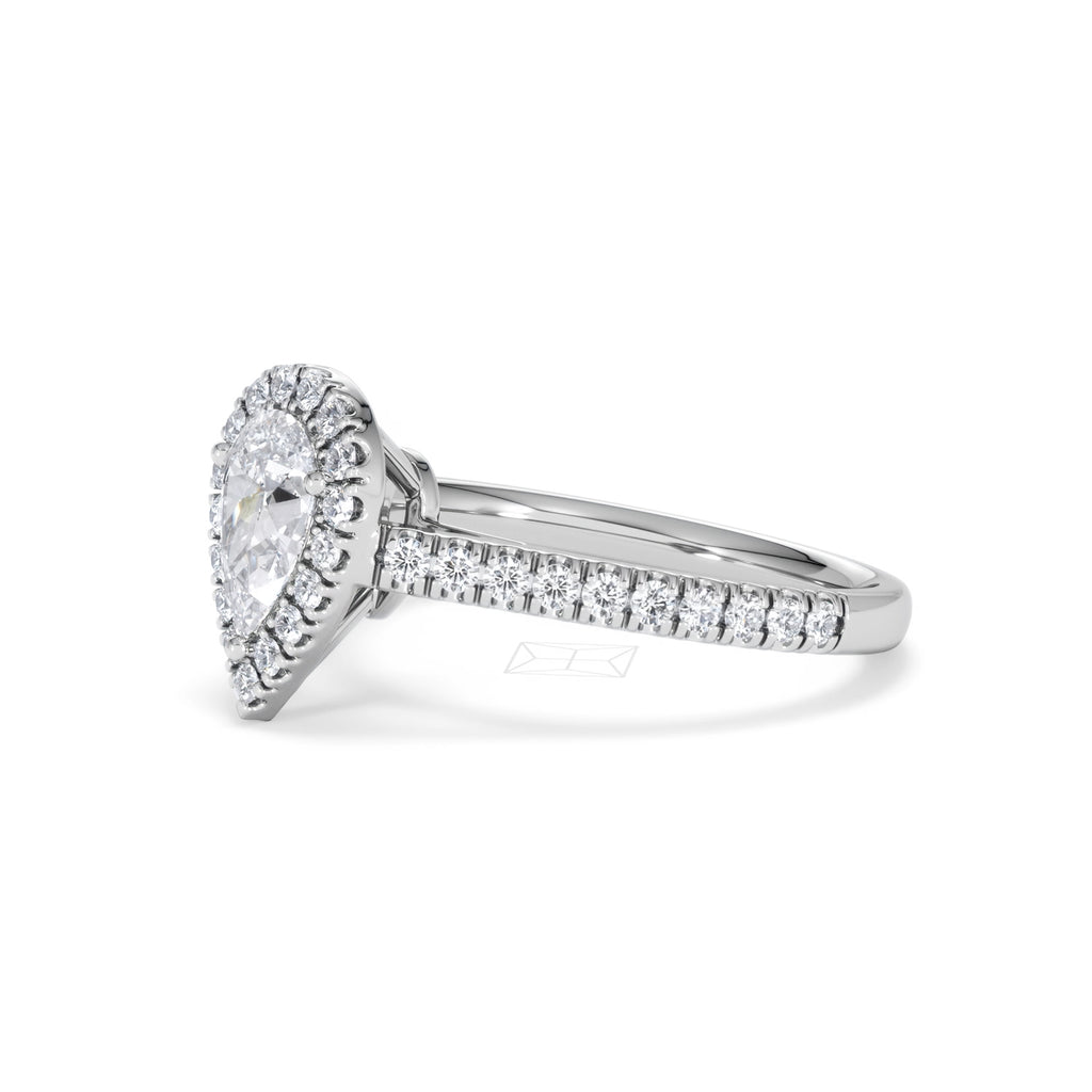 Diana GIA Diamond Pear Halo Engagement Ring Platinum 1.35ct G/VS