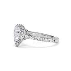 Diana GIA Diamond Pear Halo Engagement Ring Platinum 1.35ct G/VS