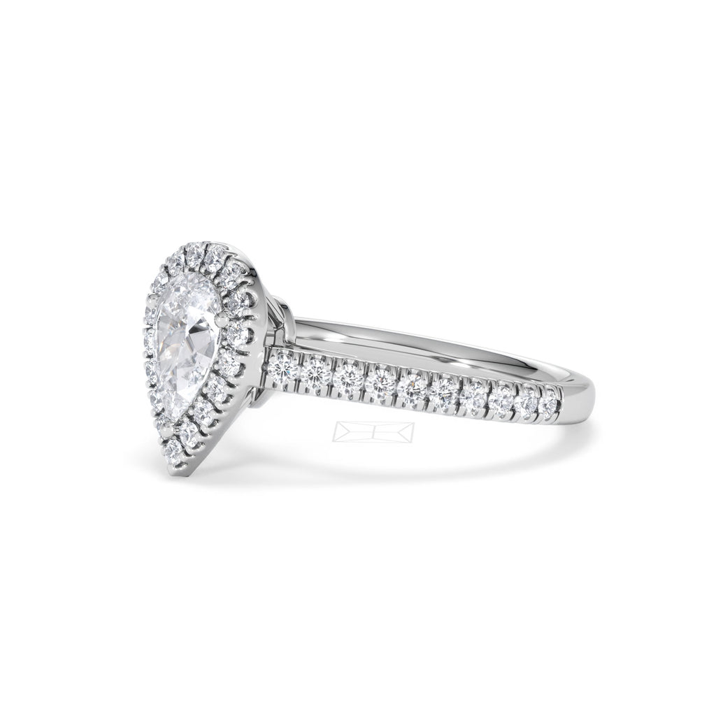 Diana GIA Diamond Pear Halo Engagement Ring Platinum 1.35ct G/VS