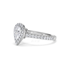 Diana GIA Diamond Pear Halo Engagement Ring Platinum 1.35ct G/VS