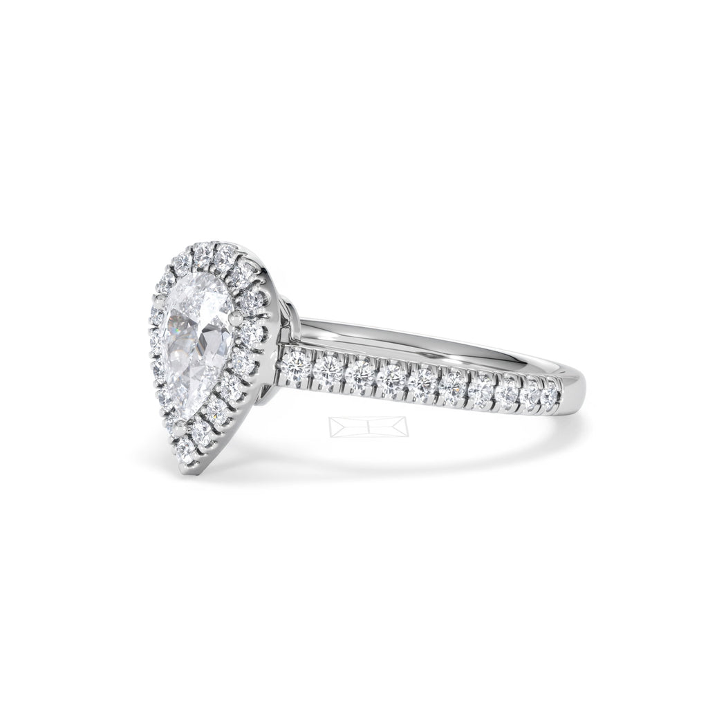 Diana GIA Diamond Pear Halo Engagement Ring Platinum 1.35ct G/VS