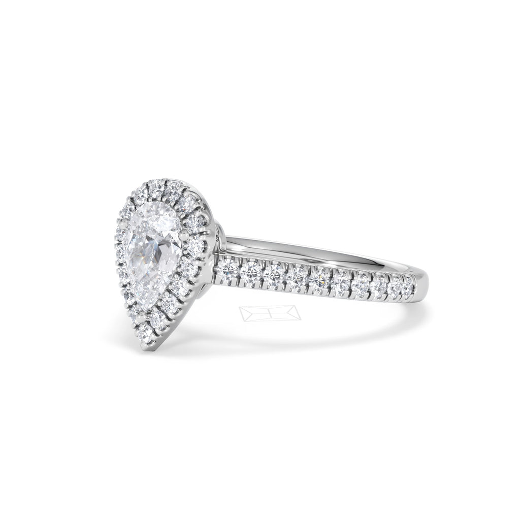 Diana GIA Diamond Pear Halo Engagement Ring Platinum 1.35ct G/VS