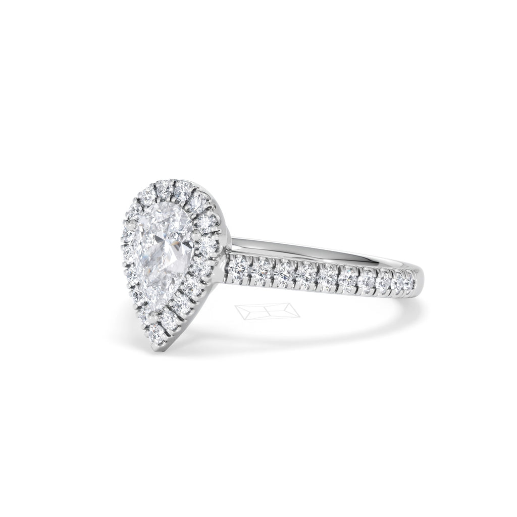 Diana GIA Diamond Pear Halo Engagement Ring Platinum 1.35ct G/VS