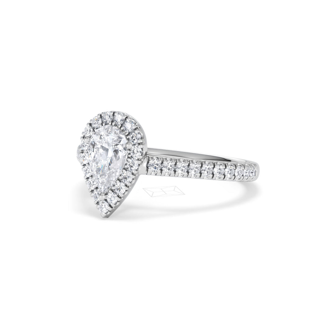 Diana GIA Diamond Pear Halo Engagement Ring Platinum 1.35ct G/VS