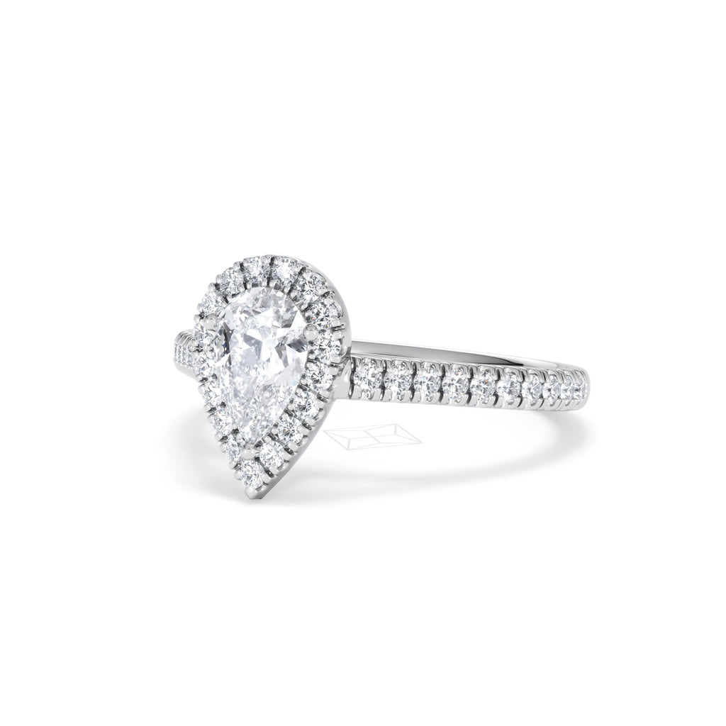 Diana GIA Diamond Pear Halo Engagement Ring Platinum 1.35ct G/VS