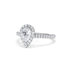 Diana GIA Diamond Pear Halo Engagement Ring Platinum 1.35ct G/VS