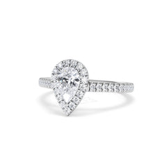 Diana GIA Diamond Pear Halo Engagement Ring Platinum 1.35ct G/VS