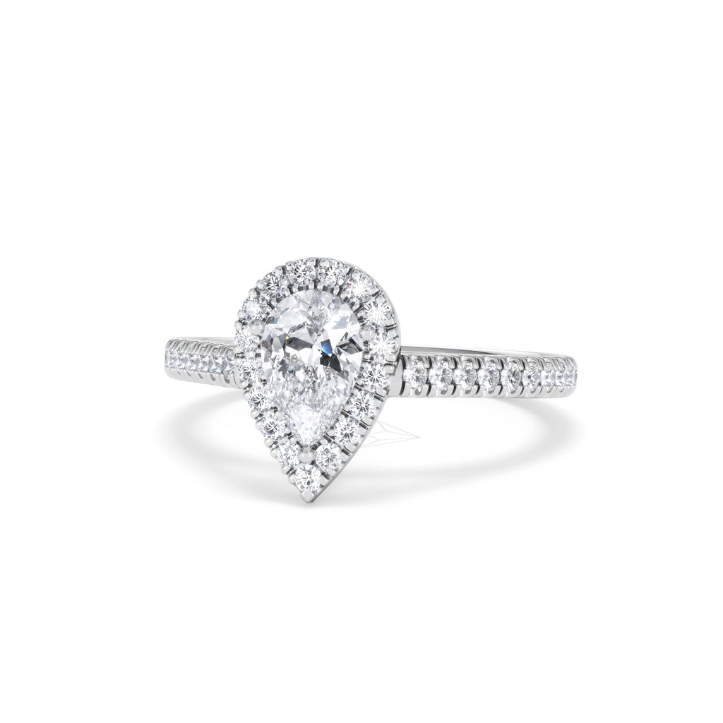 Diana GIA Diamond Pear Halo Engagement Ring Platinum 1.35ct G/VS
