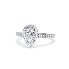 Diana GIA Diamond Pear Halo Engagement Ring Platinum 1.35ct G/VS