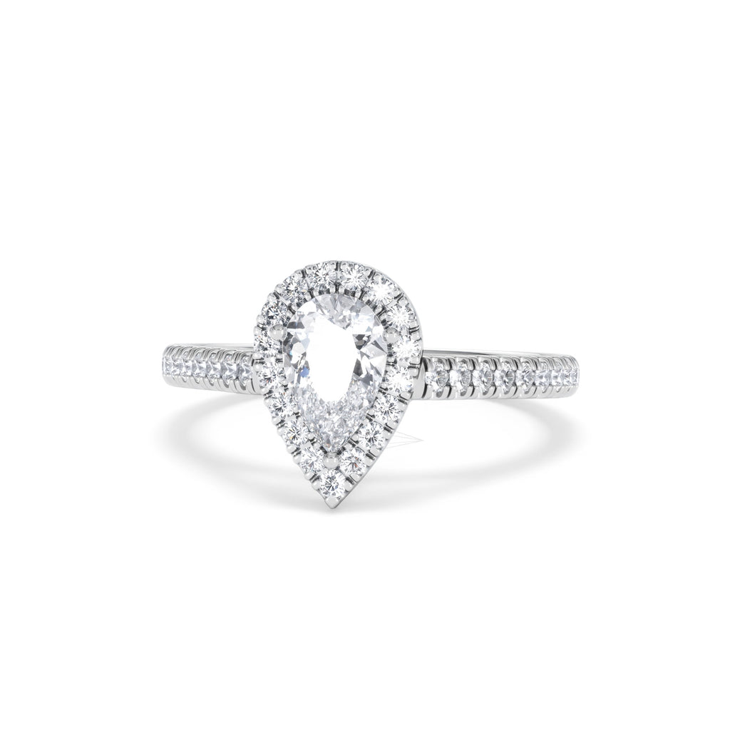 Diana GIA Diamond Pear Halo Engagement Ring Platinum 1.35ct G/VS