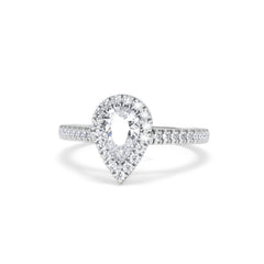 Diana GIA Diamond Pear Halo Engagement Ring Platinum 1.35ct G/VS