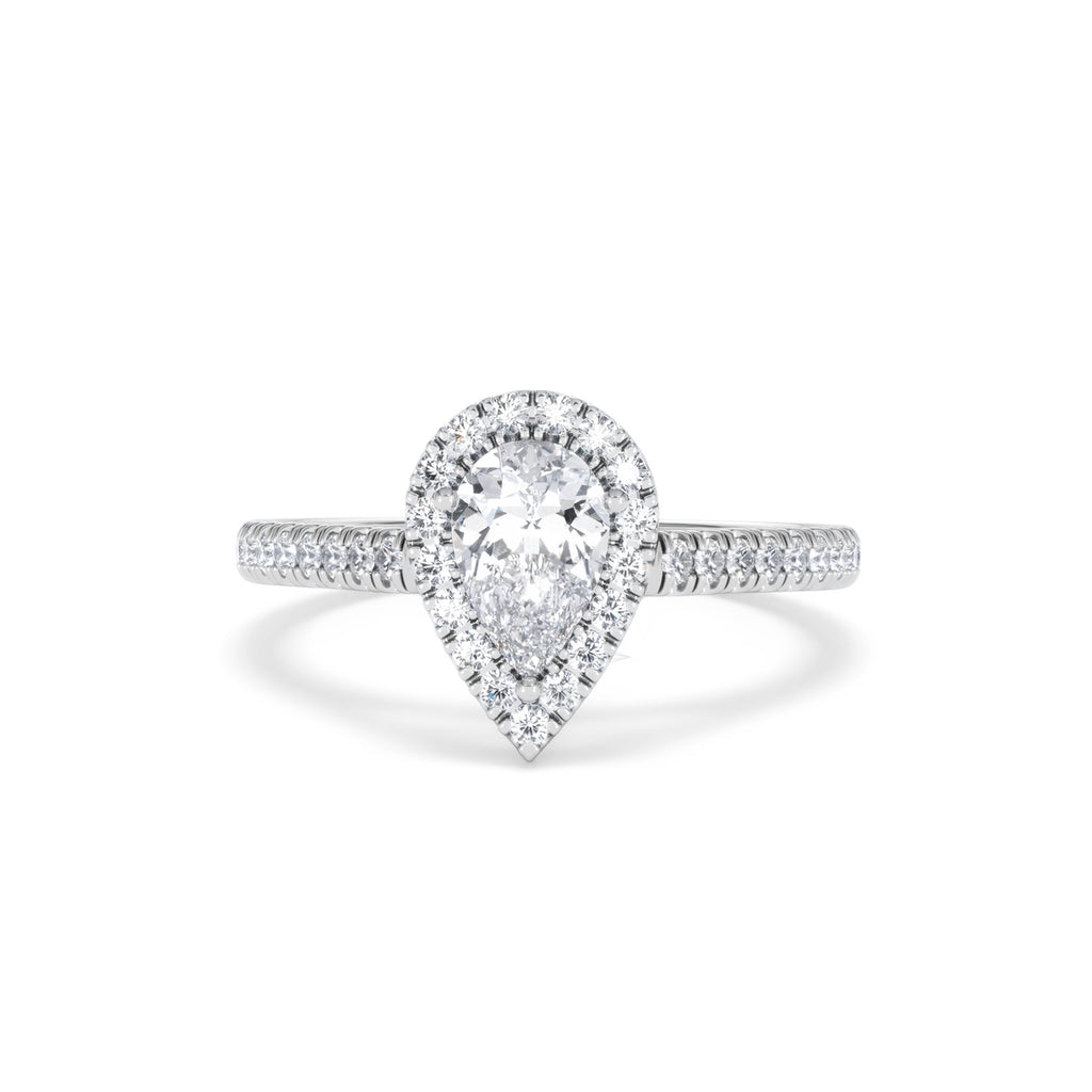 Diana GIA Diamond Pear Halo Engagement Ring Platinum 1.35ct G/VS