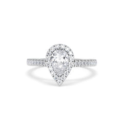 Diana GIA Diamond Pear Halo Engagement Ring Platinum 1.35ct G/VS