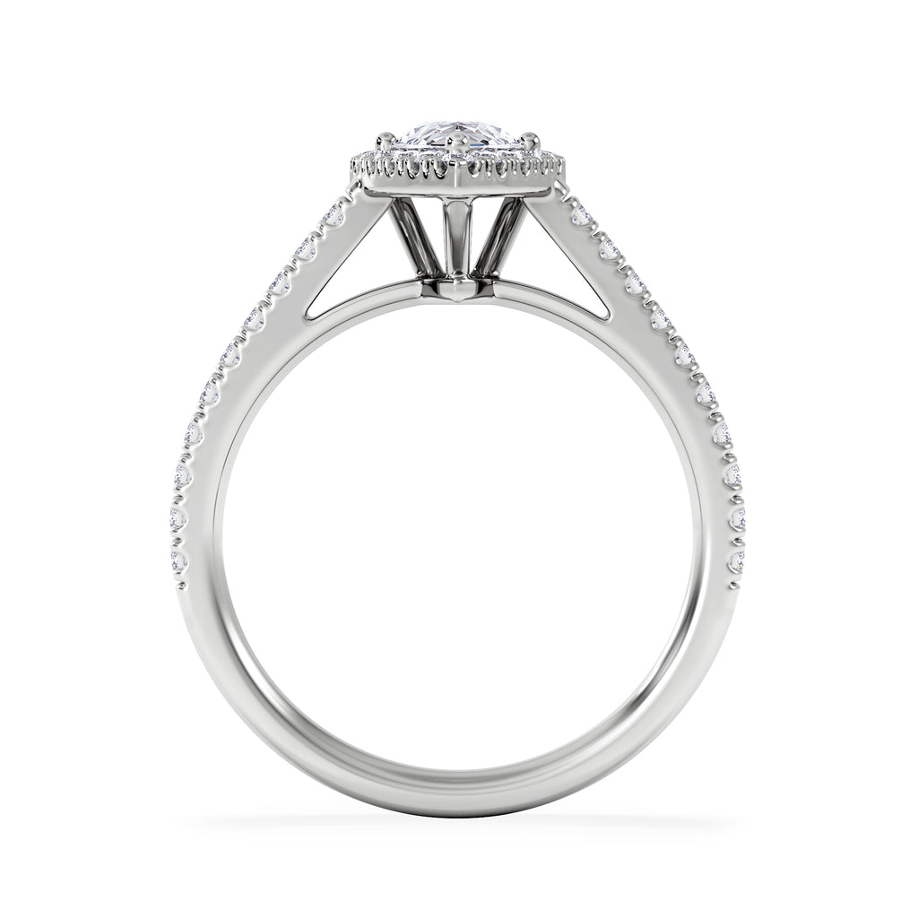 Diana GIA Diamond Pear Halo Engagement Ring Platinum 1.35ct G/VS