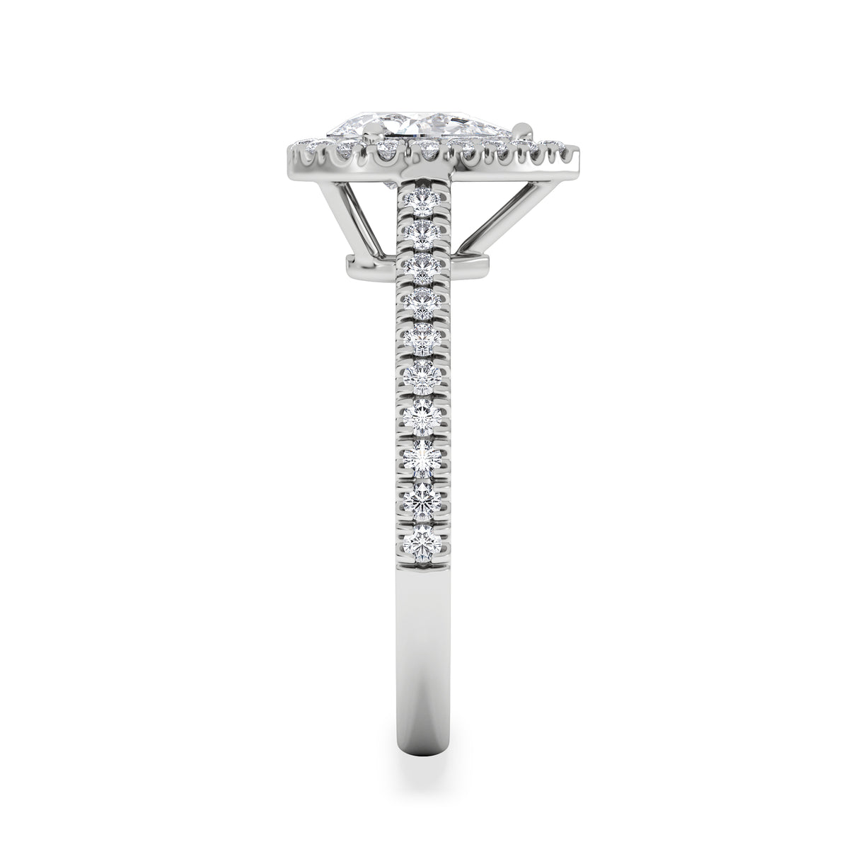 Diana GIA Diamond Pear Halo Engagement Ring 18KW Gold 1.35ct G/SI2