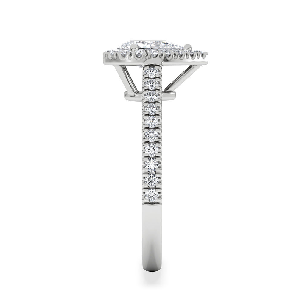 Diana GIA Diamond Pear Halo Engagement Ring Platinum 1.35ct G/VS