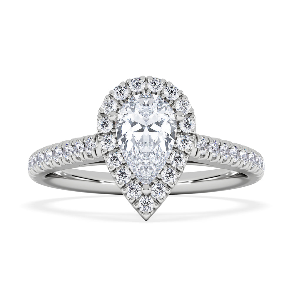 Diana GIA Diamond Pear Halo Engagement Ring 18KW Gold 1.35ct G/SI2
