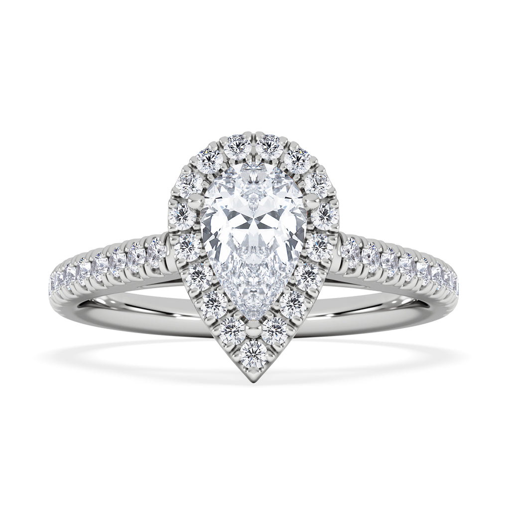 Diana GIA Diamond Pear Halo Engagement Ring Platinum 1.35ct G/VS