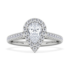 Diana GIA Diamond Pear Halo Engagement Ring Platinum 1.35ct G/VS