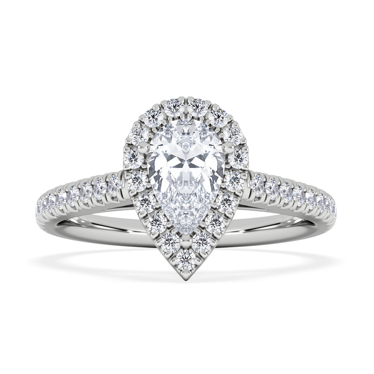 Diana GIA Diamond Pear Halo Engagement Ring Platinum 1.35ct G/VS
