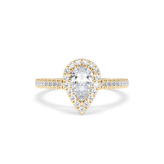 Diana GIA Diamond Pear Halo Engagement Ring in 18K Gold 1.35ct H/SI