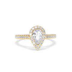 Diana GIA Diamond Pear Halo Engagement Ring in 18K Gold 1.35ct H/SI