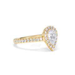 Diana GIA Diamond Pear Halo Engagement Ring in 18K Gold 1.35ct H/SI