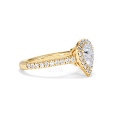 Diana GIA Diamond Pear Halo Engagement Ring in 18K Gold 1.35ct H/SI