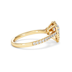 Diana GIA Diamond Pear Halo Engagement Ring in 18K Gold 1.35ct H/SI