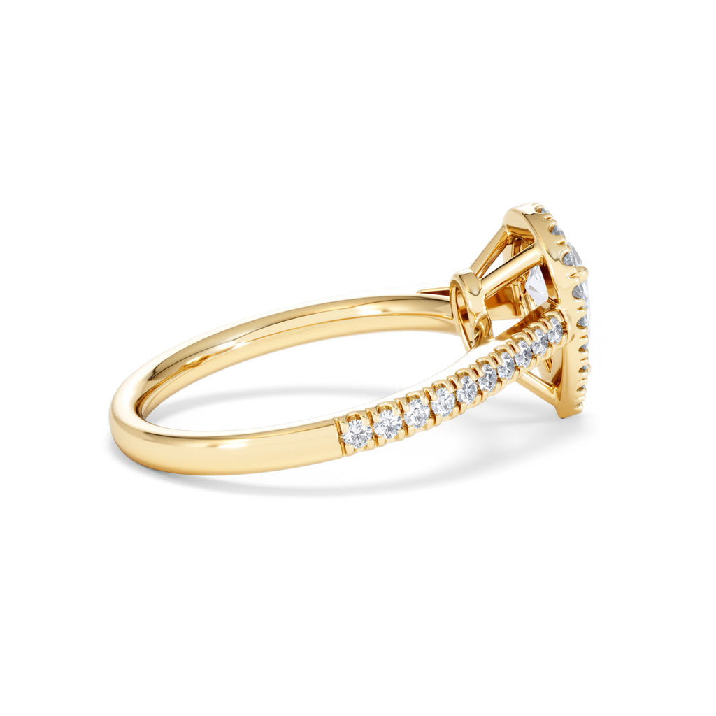 Diana GIA Diamond Pear Halo Engagement Ring in 18K Gold 1.35ct H/SI