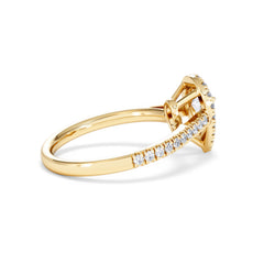 Diana GIA Diamond Pear Halo Engagement Ring in 18K Gold 1.35ct H/SI