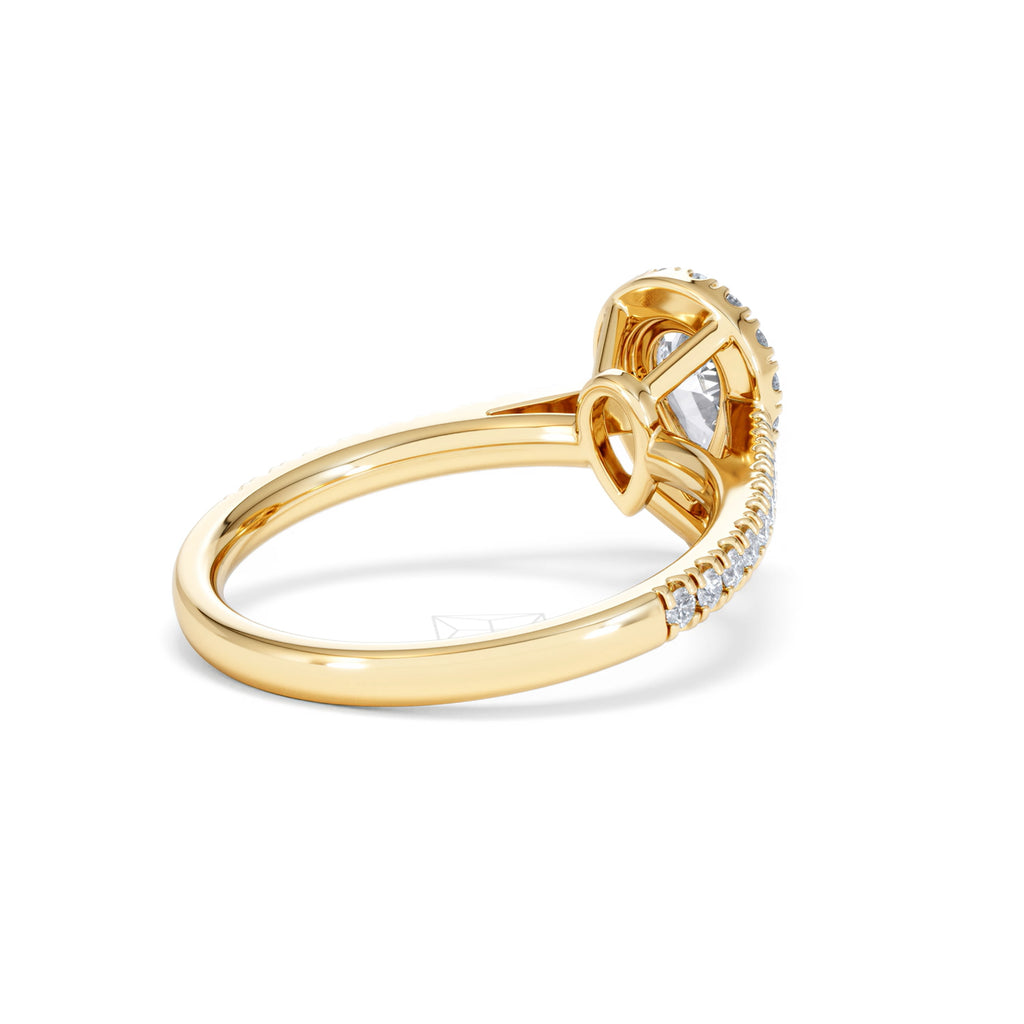 Diana GIA Diamond Pear Halo Engagement Ring in 18K Gold 1.35ct H/SI