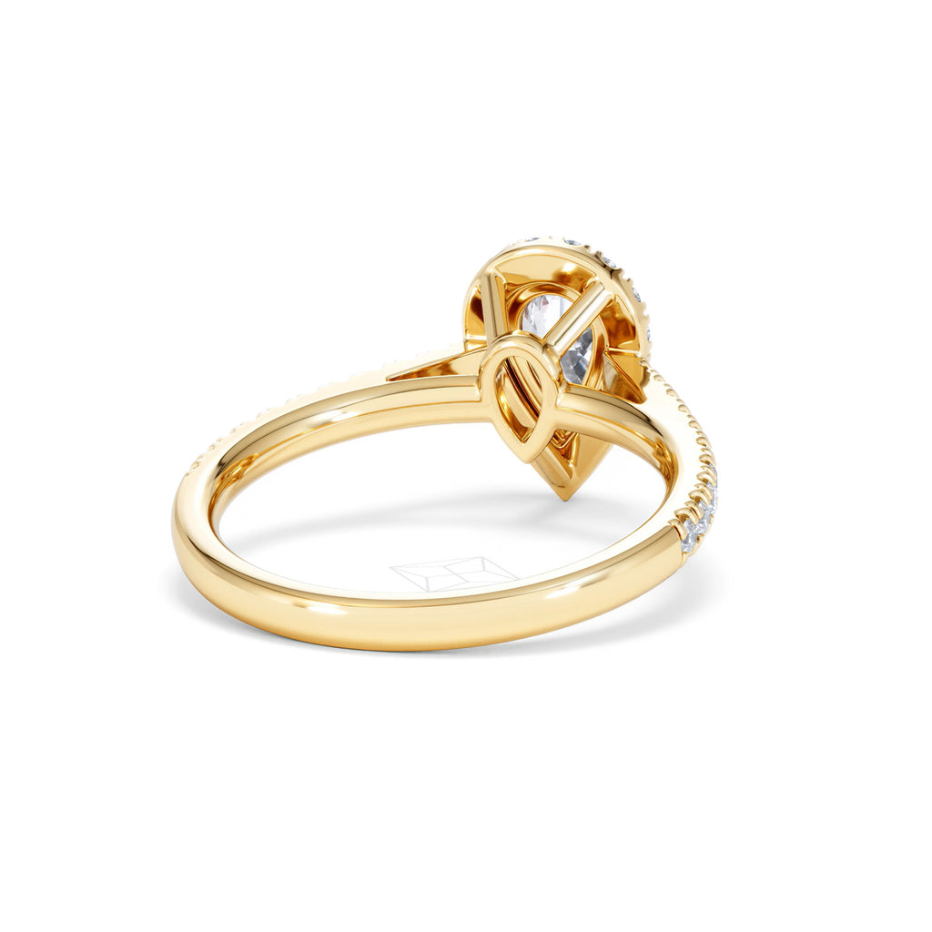 Diana GIA Diamond Pear Halo Engagement Ring in 18K Gold 1.35ct H/SI