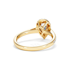 Diana GIA Diamond Pear Halo Engagement Ring in 18K Gold 1.35ct H/SI