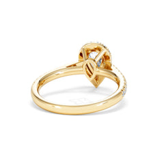 Diana GIA Diamond Pear Halo Engagement Ring in 18K Gold 1.35ct H/SI