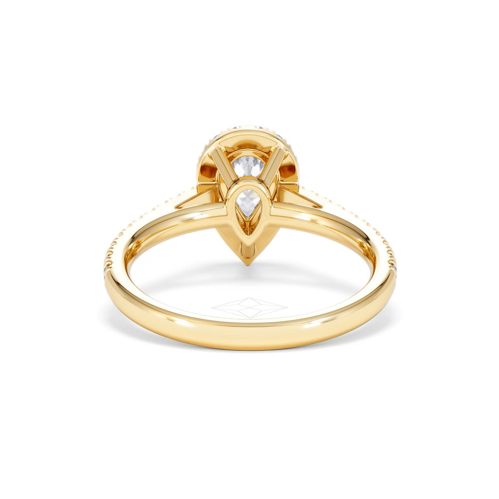 Diana GIA Diamond Pear Halo Engagement Ring in 18K Gold 1.35ct H/SI