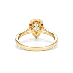 Diana GIA Diamond Pear Halo Engagement Ring in 18K Gold 1.35ct H/SI