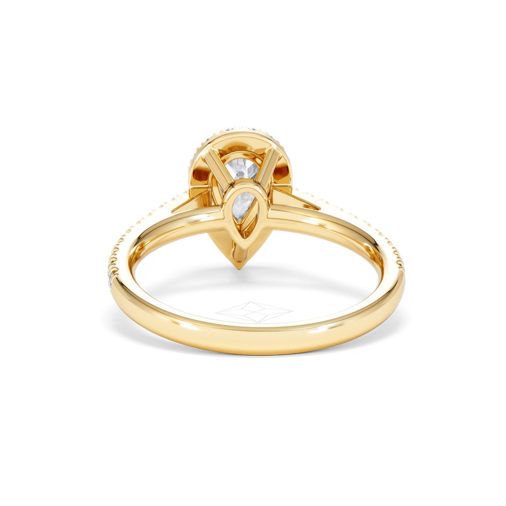 Diana GIA Diamond Pear Halo Engagement Ring in 18K Gold 1.35ct H/SI