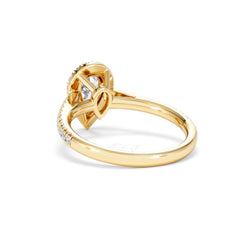 Diana GIA Diamond Pear Halo Engagement Ring in 18K Gold 1.35ct H/SI