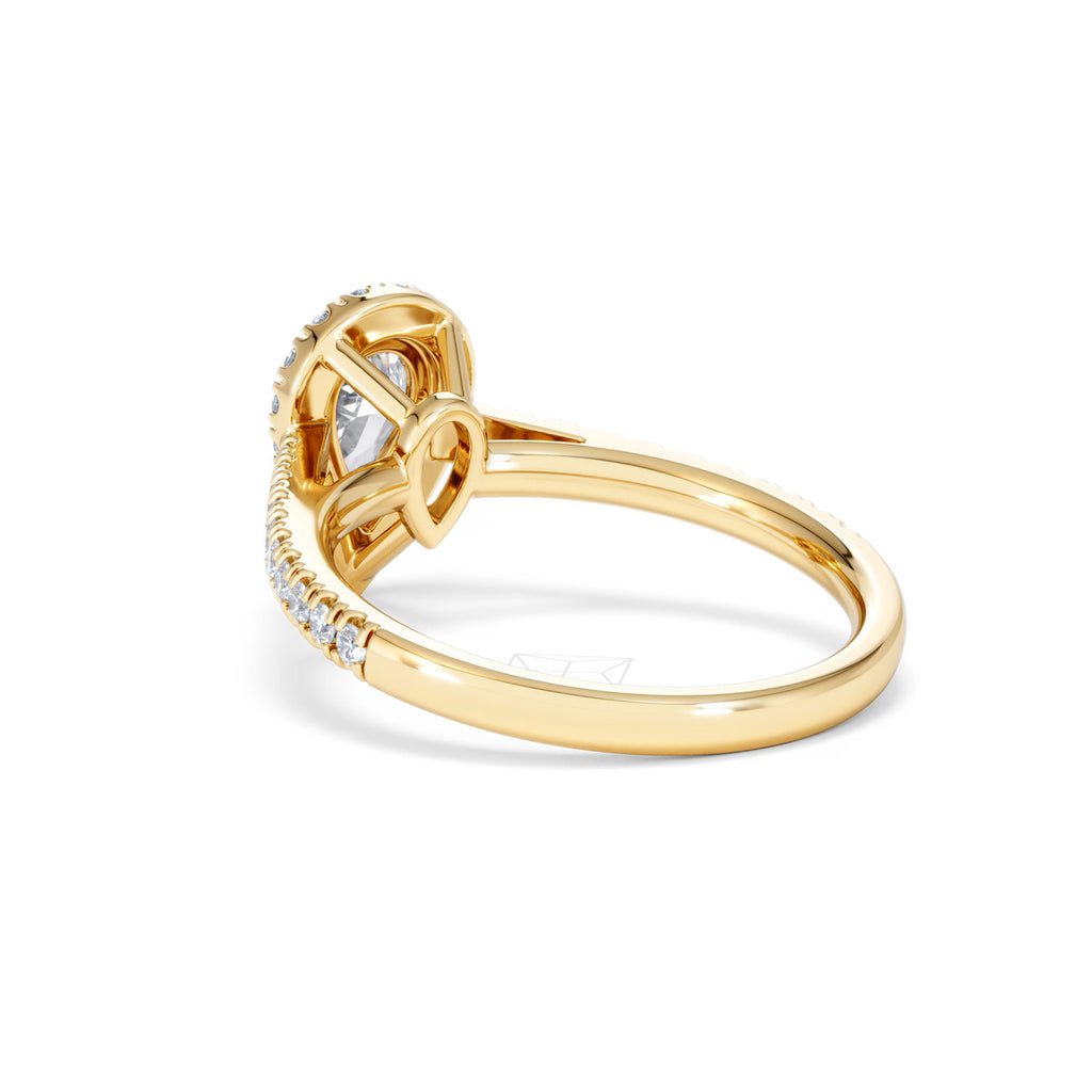 Diana GIA Diamond Pear Halo Engagement Ring in 18K Gold 1.35ct H/SI