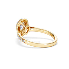 Diana GIA Diamond Pear Halo Engagement Ring in 18K Gold 1.35ct H/SI