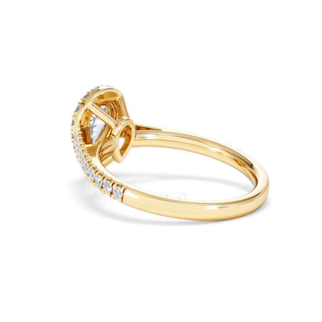 Diana GIA Diamond Pear Halo Engagement Ring in 18K Gold 1.35ct H/SI