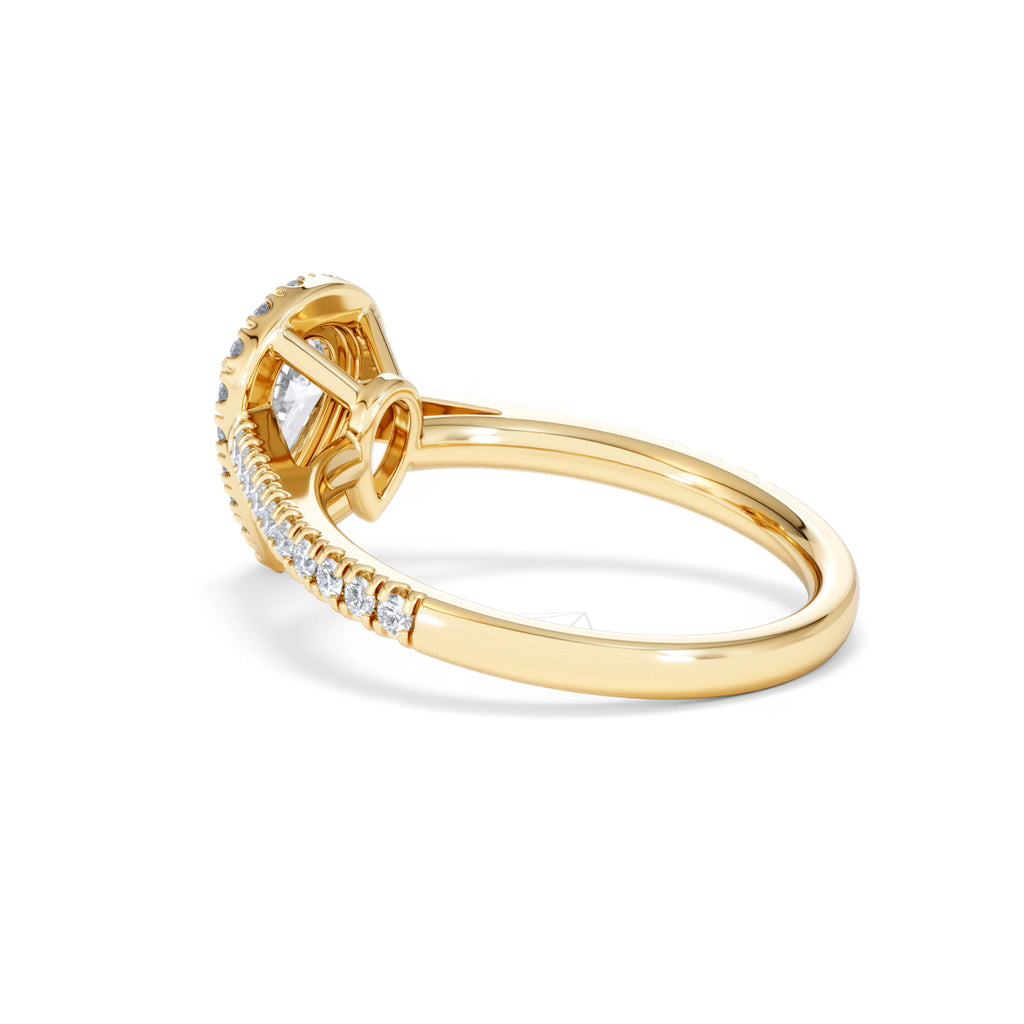 Diana GIA Diamond Pear Halo Engagement Ring in 18K Gold 1.35ct H/SI