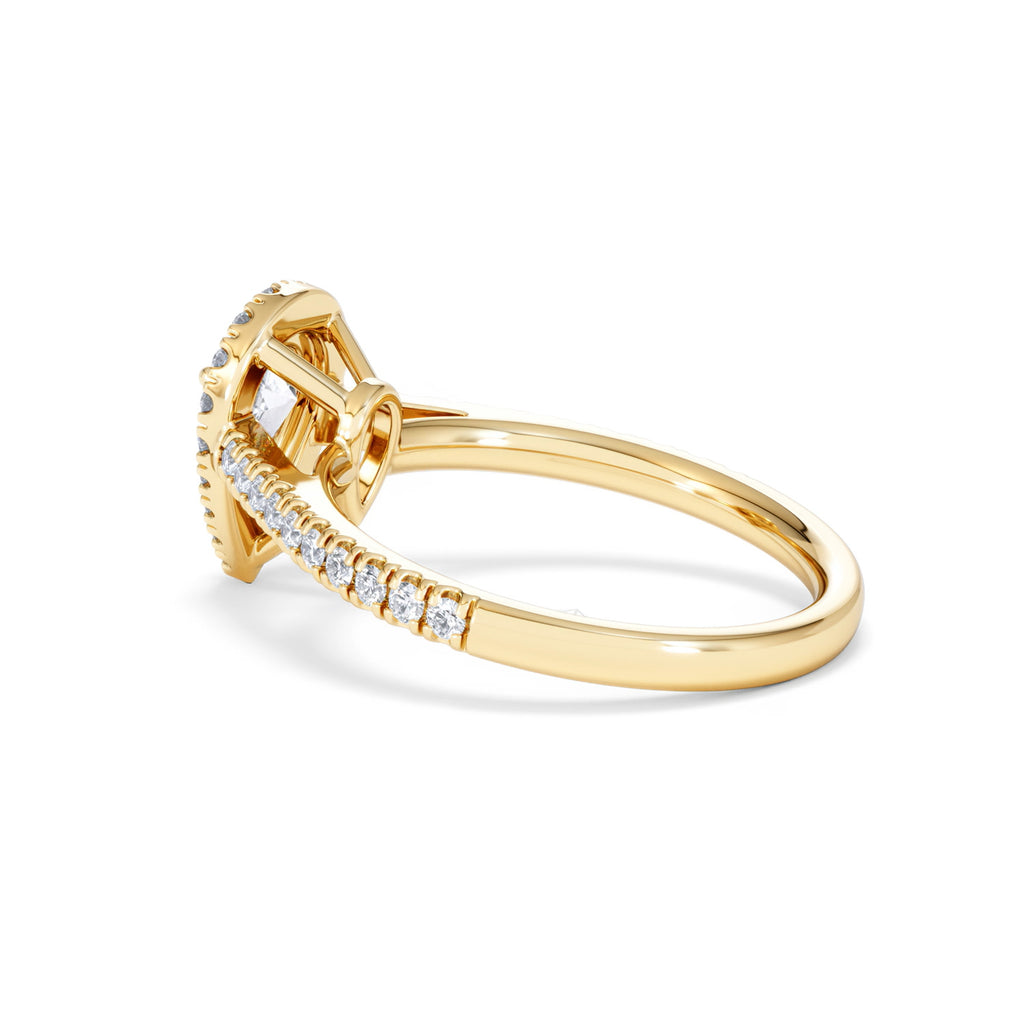 Diana GIA Diamond Pear Halo Engagement Ring in 18K Gold 1.35ct H/SI